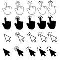 Set of pointer cursor ÃÂomputer mouse icons on white background. hand and arrow touch click sign. pointer cursor ÃÂomputer mouse